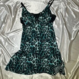 Teal Leopard babydoll dress
